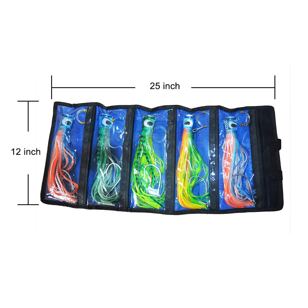 11.5inch 5pcs resin head MarlinTuna Trolling lures big game PVC skirt Rigged hook saltwater fishing lures