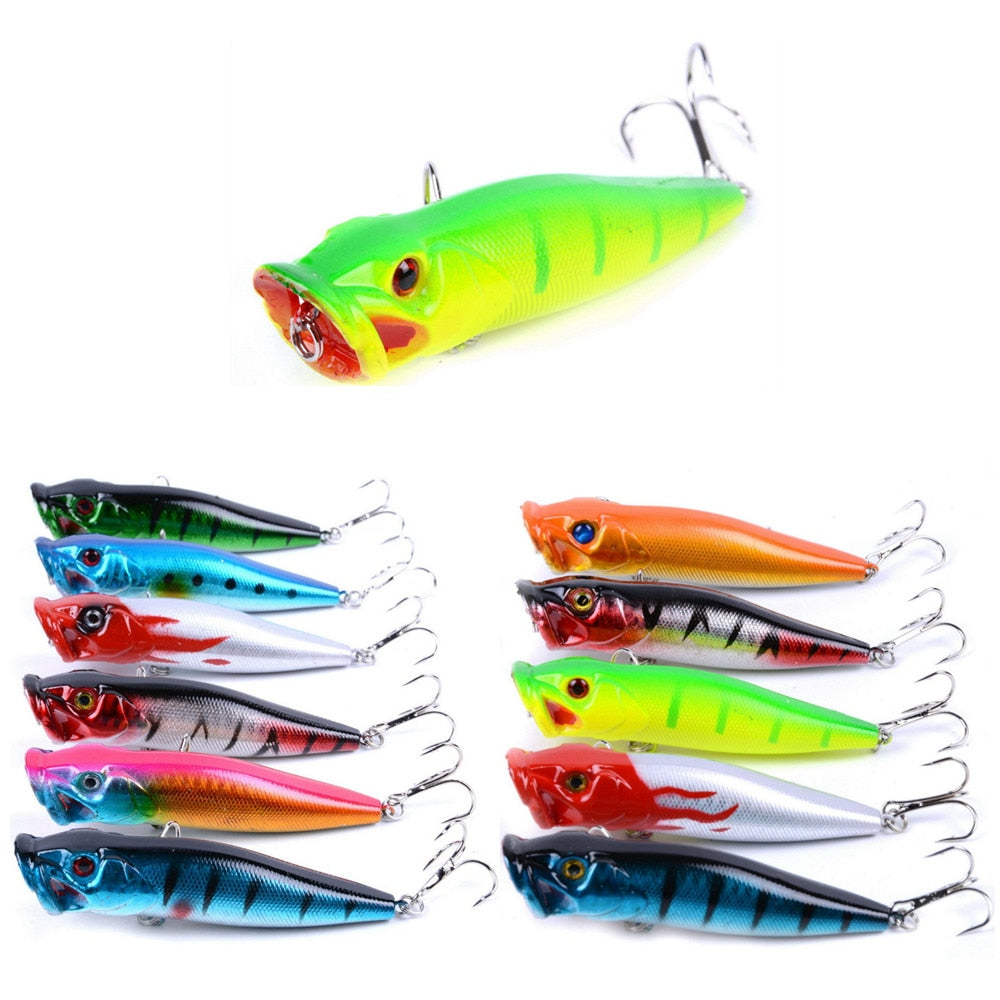 110pcs/set 9.5cm/12g Hard Top Water Popper Fishing Lure Bass Wobbler Hard Bait Pike Carp Trout Artificial Lures