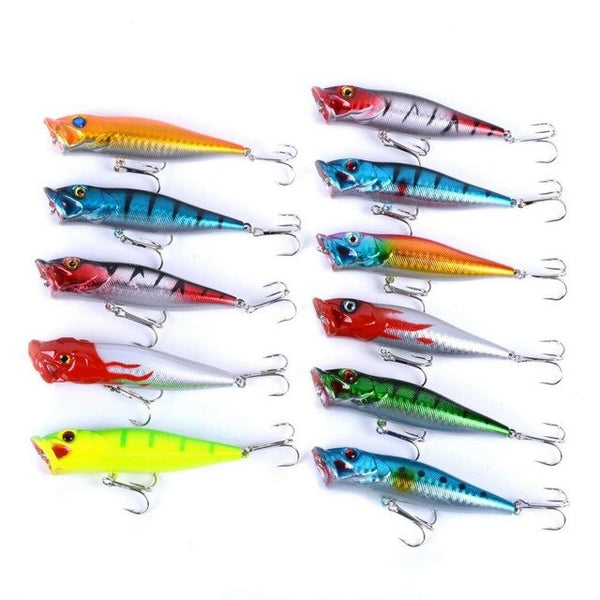 110pcs/set 9.5cm/12g Hard Top Water Popper Fishing Lure Bass Wobbler Hard Bait Pike Carp Trout Artificial Lures