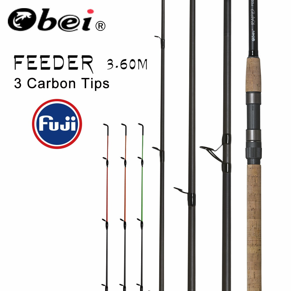 obei feeder fishing rod spinning casting Travel Rod 3.6m vara de pesca fuji Carp Feeder 40-200g pole