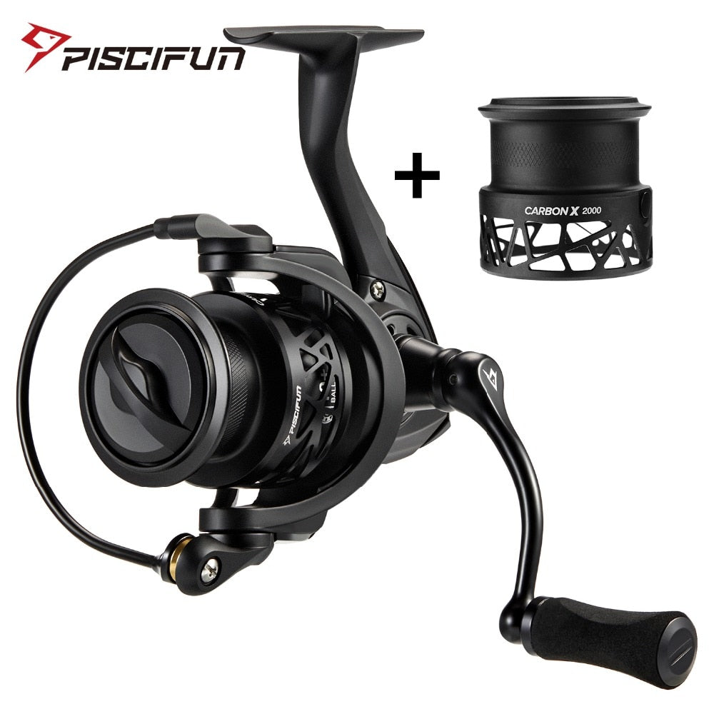 Piscifun Carbon X Spinning Reel with Spare Spool 5.2:1/6.2:1 Gear Ratio Light to 162g 11BB 15KG Max Drag Fishing Reel