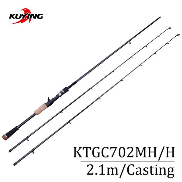 KUYING 2.1m Tournament Double Tips MH H Hard Casting Spinning Lure Fishing Rod Carbon Fiber Cane Pole Stick Medium Fast 7-28g