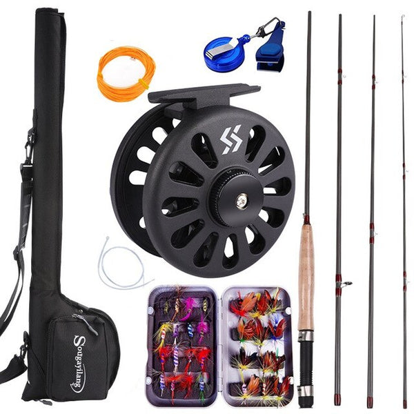 Sougayialng Fly Fishing Rod Set  2.7M 8.86FT #5/6  Fly Rod and Fly Reel with Fishing Bag Line Accessories Lures Box Combo