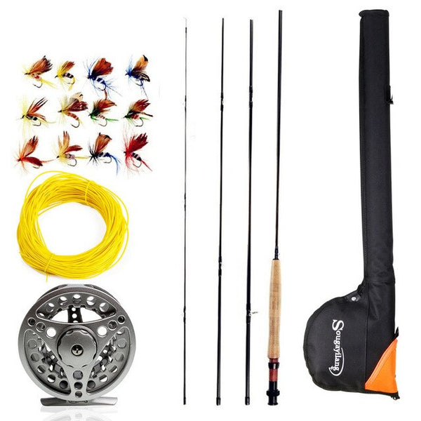 Sougayialng Fly Fishing Rod Set  2.7M 8.86FT #5/6  Fly Rod and Fly Reel with Fishing Bag Line Accessories Lures Box Combo