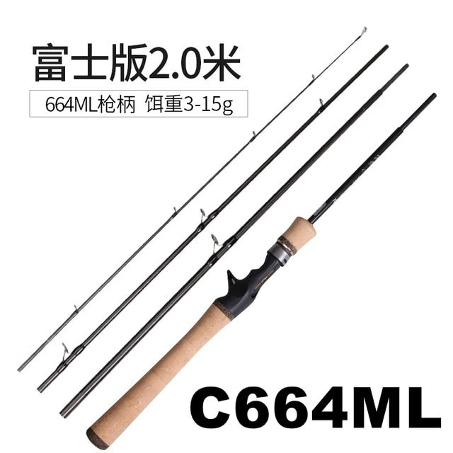Lurestar 4 Section Travel Spinning Fishing Rod FUJI Reel Seat & Rings High Carbon Fiber 1.9m 2.0m 2.1m Fast Action L ML M Power Jig Rod