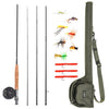 9' Fly Fishing Rod and Reel Combo with Carry Bag Fishing Box 10 Flies Complete Starter Package Fly Fishing Kit for Carp Pesca