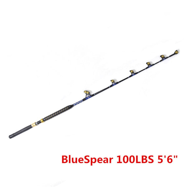 Boat fishing rod 5+1 Roller Guide 168cm Blue Spear 80lbs 100lbs big game rod nylon butt unbreakable power trolling fishing rods