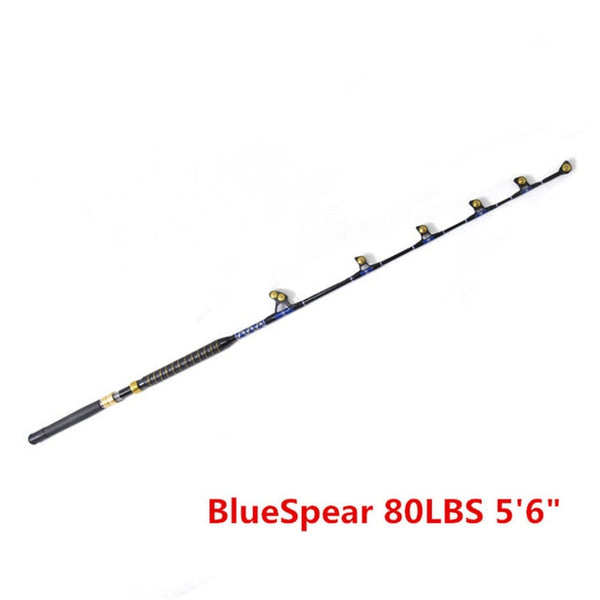 Boat fishing rod 5+1 Roller Guide 168cm Blue Spear 80lbs 100lbs big game rod nylon butt unbreakable power trolling fishing rods