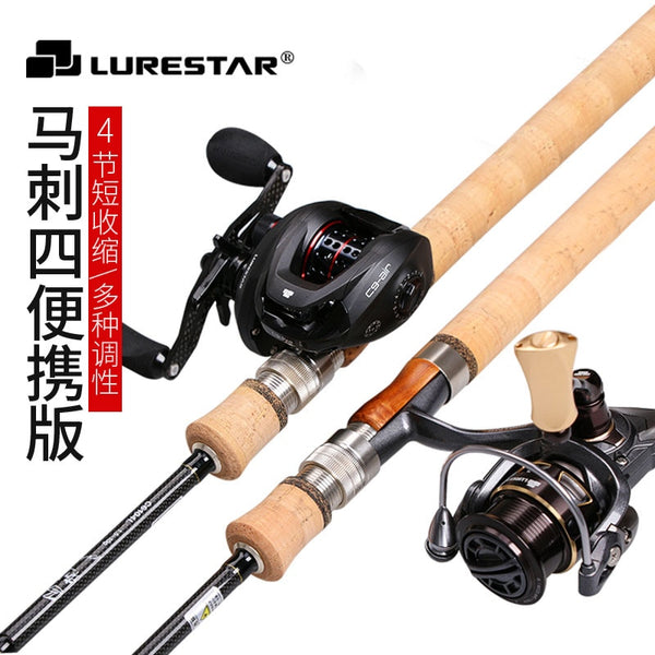 Lurestar UL M ML Power Fast Action 4 Section Travel Fishing Rod FUJI Rings Spinning Baitcasting Pole