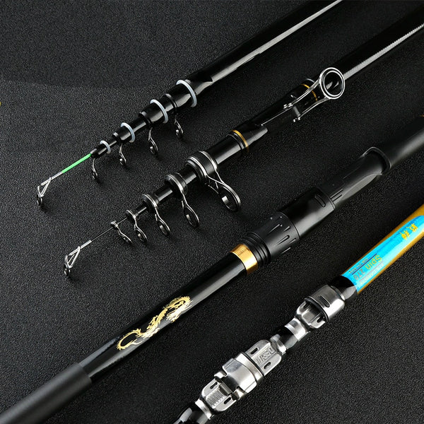 Carbon Fiber Pesca Carp Rock Fishing Rod Set Stream River Seapole Rock Fishing Rod Hard Ultra Light Power Hand Rod with Reel