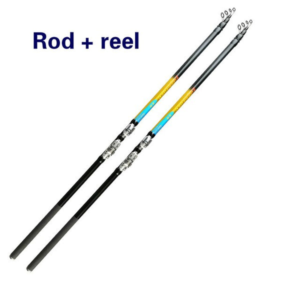 Carbon Fiber Pesca Carp Rock Fishing Rod Set Stream River Seapole Rock Fishing Rod Hard Ultra Light Power Hand Rod with Reel