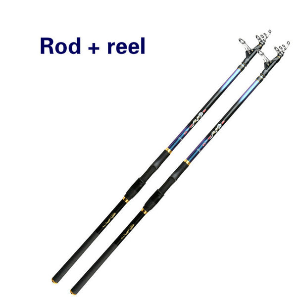 Carbon Fiber Pesca Carp Rock Fishing Rod Set Stream River Seapole Rock Fishing Rod Hard Ultra Light Power Hand Rod with Reel