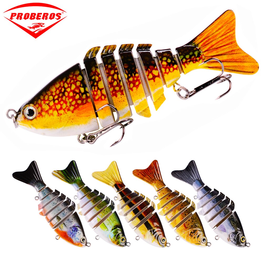 6PC New 7 Sections Fishing Lure 10cm/3.94"-0.43oz/12.1g Swimbait Fishing bait 6# Black Hook Fishing Tackle
