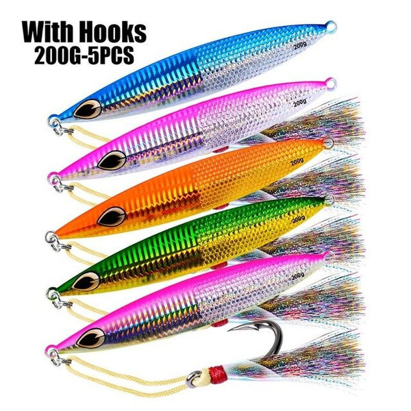 5pcs Lead fish 150g-200g fishing lure 5 color fishing Bait Casting Lure Deep sea Jig Fishing Tackle Exported to Japan