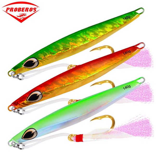 6PC Lead Fish Jig Fishing Lure 140G/14.5CM Metal Fishing Bait 6 Colors Scale Artificial Hard Jigging Baits