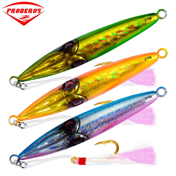 7PC Metal Lure Fishing Bait 210G Lead Fish Metal Jig Fishing Lure with Hook Scale Fishing Lure Artificial Hard Bait Jigging Lure