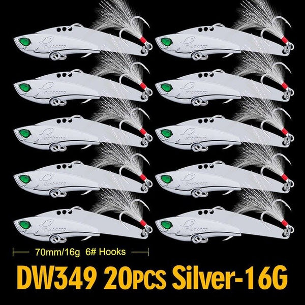 20pcs/lot Spoon Baits 6.2cm-7.5cm/11g-23g Bass Bait High Carbon Hook Fishing Tackle with 2 Colors Metal Bait Fishing Lure