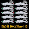 20pcs/lot Spoon Baits 6.2cm-7.5cm/11g-23g Bass Bait High Carbon Hook Fishing Tackle with 2 Colors Metal Bait Fishing Lure