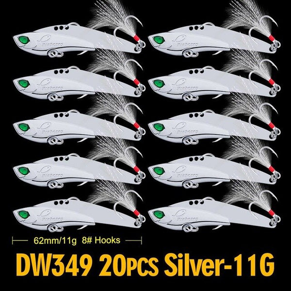 20pcs/lot Spoon Baits 6.2cm-7.5cm/11g-23g Bass Bait High Carbon Hook Fishing Tackle with 2 Colors Metal Bait Fishing Lure