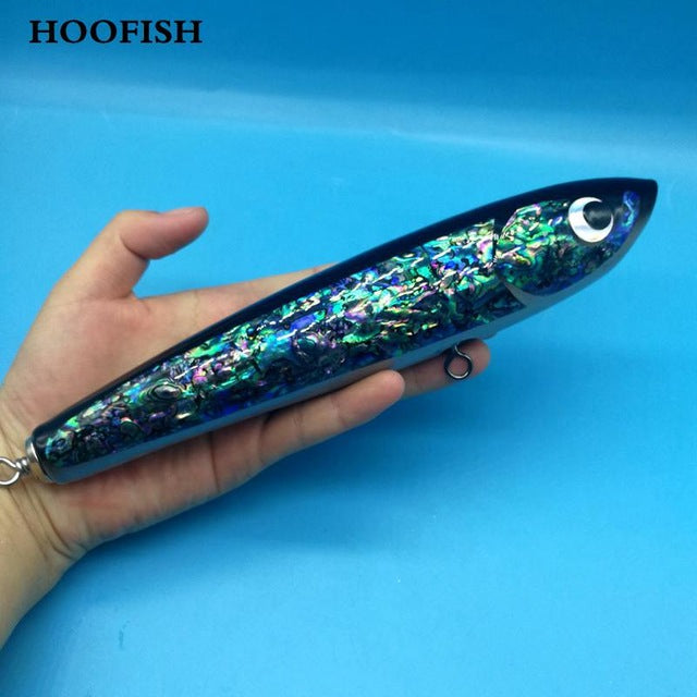 HOOFISH 1PCS/lot 120G/22CM   Topwater Wooden Trolling Lures  hard lure Deep Sea Handmade Fishing Lure