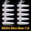 20PC Spinner Fishing Lure Spoon 6g-11g-16g Spoon Lures Silver Color Fishing Tackle Mixed Hook Metal Bass Bait