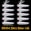 20PC Spinner Fishing Lure Spoon 6g-11g-16g Spoon Lures Silver Color Fishing Tackle Mixed Hook Metal Bass Bait