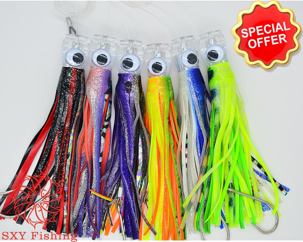 SXY FISHING Acrylic Lure Trolling Lure Trolling Bait 3.8OZ Deep sea fishing Octopus lure Boat fishing Lure Multicolor-AA001-6
