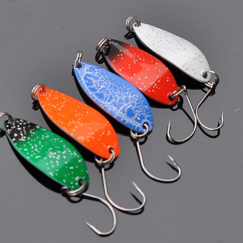 100pcs Metal Spoon Lures 5g 4cm Fishing Lure Hard Bait Spinner Jigging Bait Fishing Tackle Mix Color