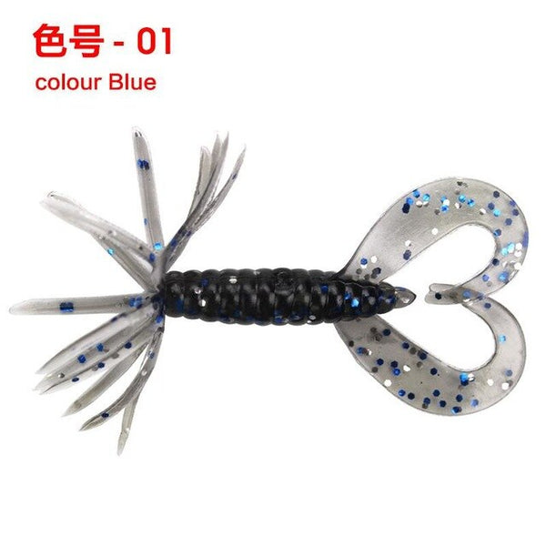 Bionic Soft Maggot 7cm 1.8g Double-tailed Flower Head Sub-soft Bait Wholesale Fishing Lure Fishing Tackle Fish Set  Bucktail Jig Fly Fishing