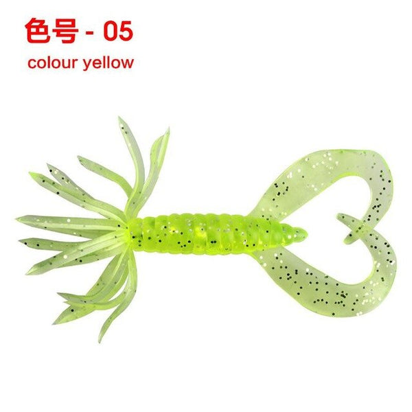 Bionic Soft Maggot 7cm 1.8g Double-tailed Flower Head Sub-soft Bait Wholesale Fishing Lure Fishing Tackle Fish Set  Bucktail Jig Fly Fishing