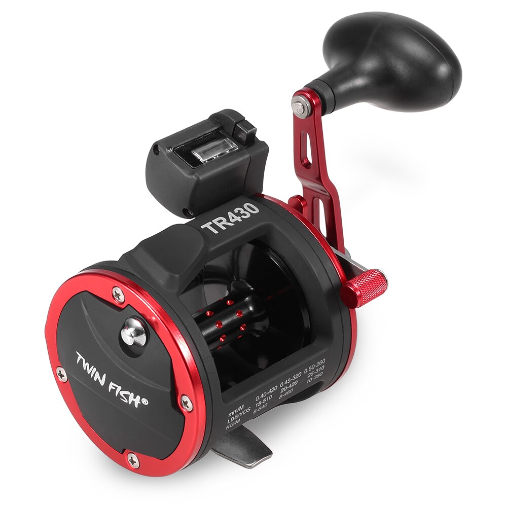 Lixada 3+1BB Trolling Fishing Reel with Line Counter Right Hand Bait Casting Boat Fishing Drum Reel Fishing Accessories