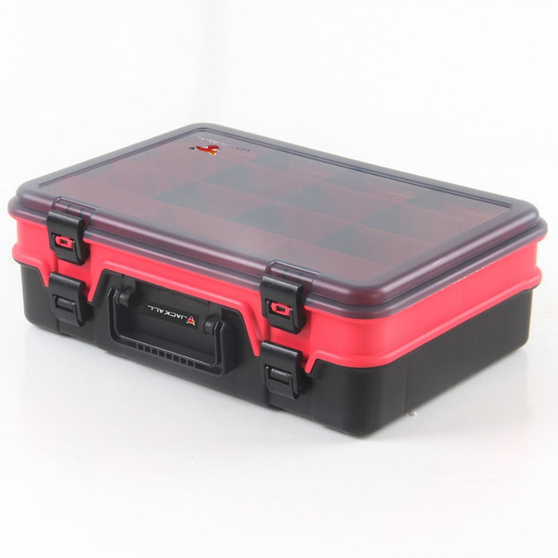 Multifunctional Waterproof Fishing Tackle Storage Plastic Box Double layer Fishing Tool Storage Case 38.5*26.4*12cm