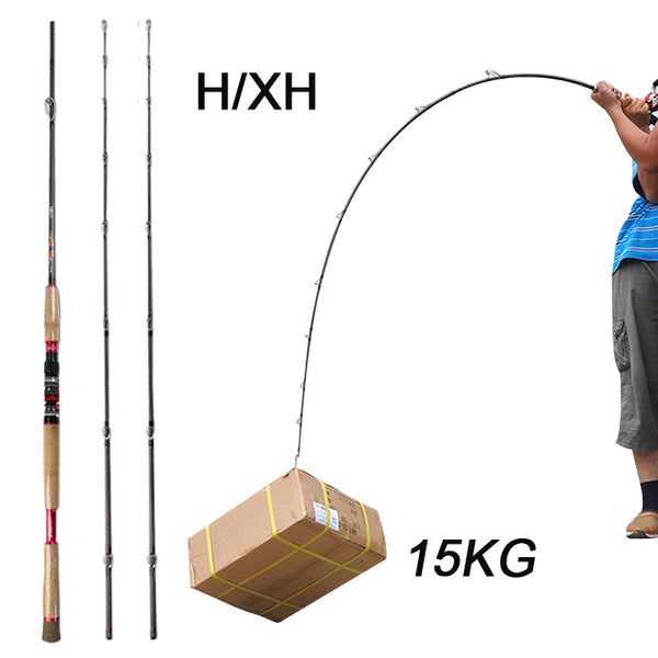 Superhard Fishing Rod Casting 2.4m H/XH Carbon Fiber Baitcasting Rod Canne A Peche Surf Casting Power 15kg Boat Fishing Tackle