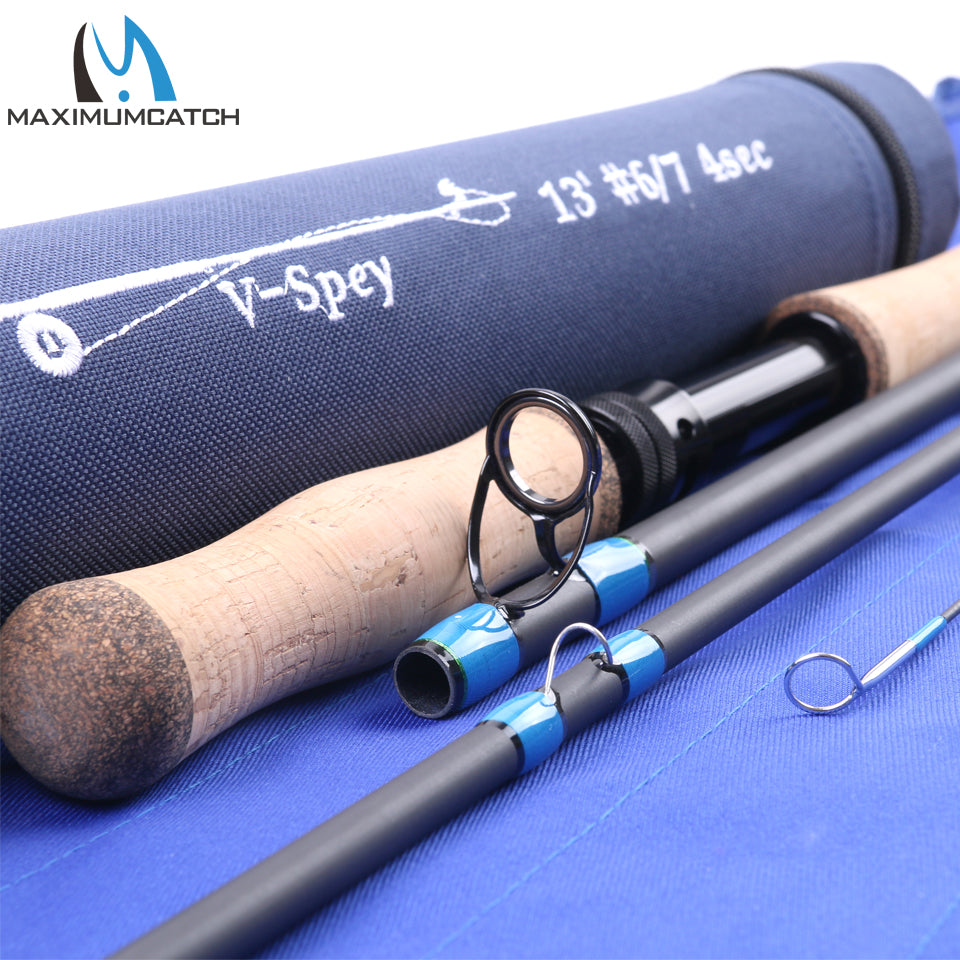 Maximumcatch Spey Fly Rod 12'6''/12'9''/13'/14' Fly Fishing Rod Medium-Fast Action With Cordura Tube Carbon Fly Rod
