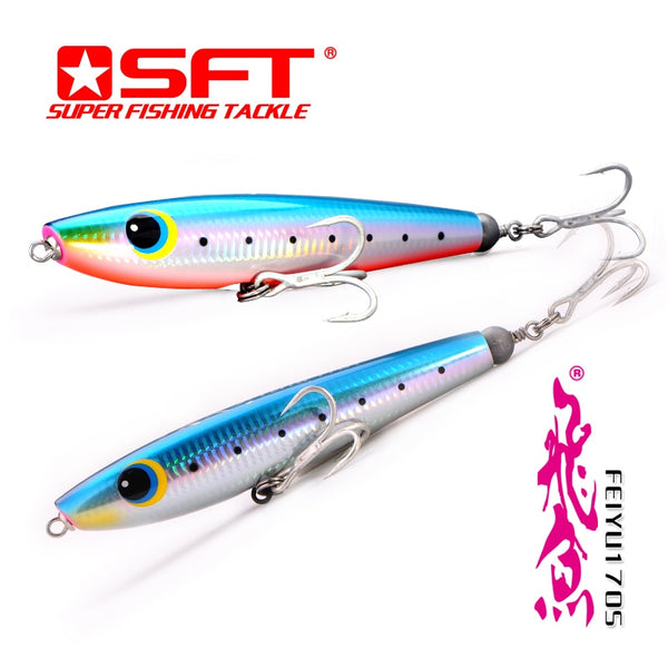 FEIYU 170mm 100g Fishing Lure Sinking  Wooden Pencil  Popper  Hand-made  Sea Fishing  Yellow Tail   SFT Brand