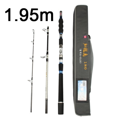 RoseWood Saltwater Offshore Heavy Rock Fishing Rod Big Game Conventional Boat Fishing Roller Pole With Carry Bag 70-250g 30-50LB