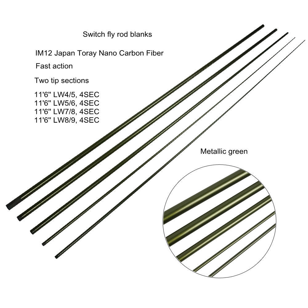 Aventik IM12 11'6'' LW4/5 LW7/8 Switch Fly Fishing Rod Blanks Fast Action Spey Salmon Fly Rod Blank With Spare Tips Fast Action