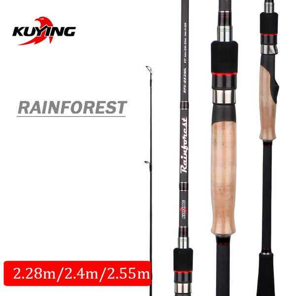 KUYING Rainforest 2.28m 2.4m 2.55m Japanese Carbon Spinning Casting Fishing Rod Lure Fish Pole Medium Fast Action Hard Soft