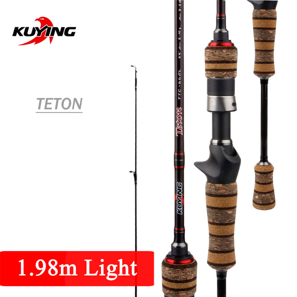 KUYING Teton L Light 1.98m 6'6" Soft Casting Spinning Lure Fishing Rod Pole Cane Carbon Medium Fast Action Trout 2-10g Lure FUJI Parts