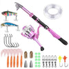 Ladies Telescopic Fishing Rod and Reel Combos,Spinning Fishing Pole Pink Designed for Ladies Fishing Girls Fishing Pole