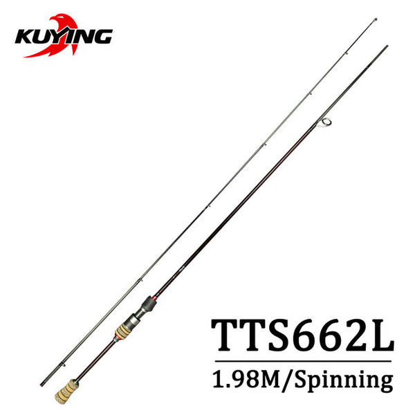 KUYING Teton L 1.98m 6'6'' Baitcasting Casting Spinning Lure Fishing Rod Soft Pole Cane Stick Light Carbon Fiber Medium Fast Action 2-10g Lures For Trout