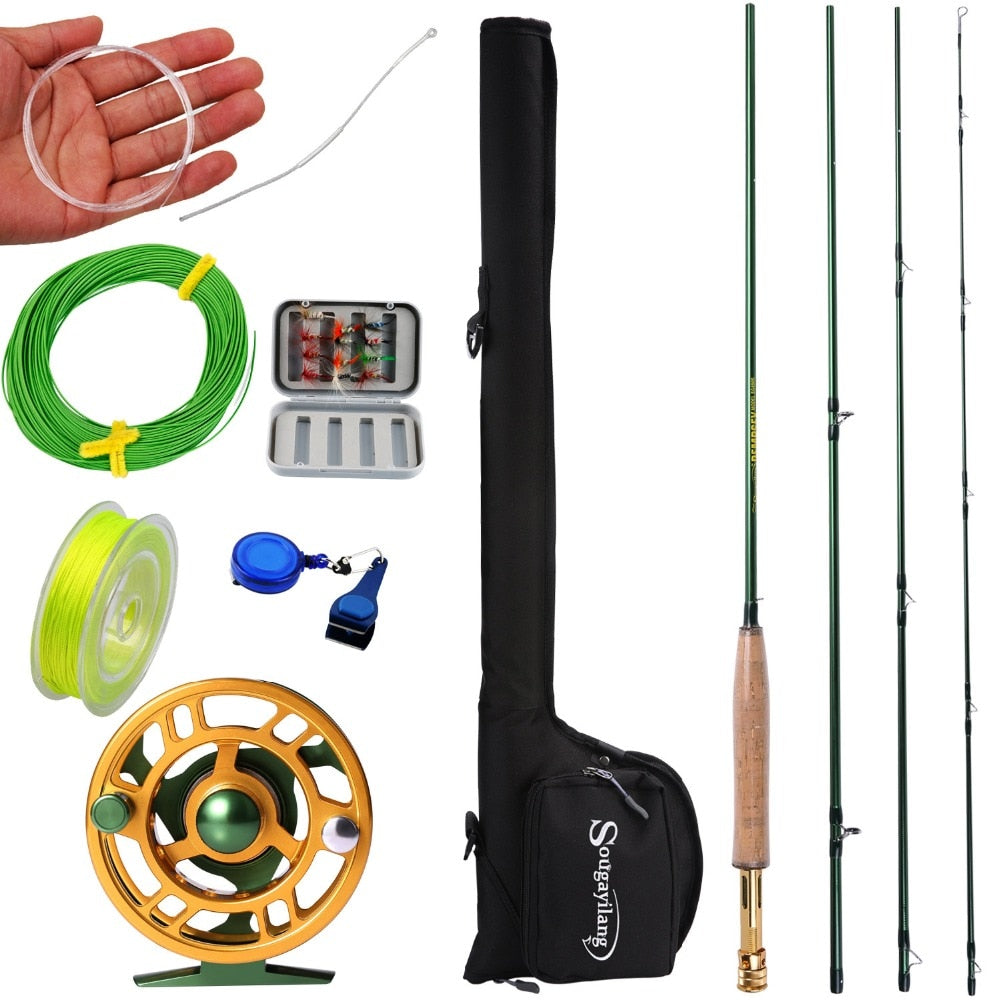 Sougayilang 2.9m Fly Fishing Rod And 5/6 Fly Reel Combo Fishing Pole Fish Line Bag Lure Flies Backing Line Accessories Full Set