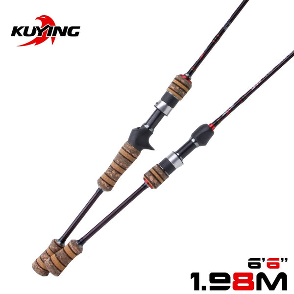 KUYING Teton L 1.98m 6'6'' Baitcasting Casting Spinning Lure Fishing Rod Soft Pole Cane Stick Light Carbon Fiber Medium Fast Action 2-10g Lures For Trout