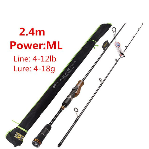 YUANWEI 2Secs Wood Handle Spinning Rod 1.98m 2.1m 2.4m ML/M/MH Carbon Lure Fishing Rods Vara De Pesca Peche Olta Fishing Stick