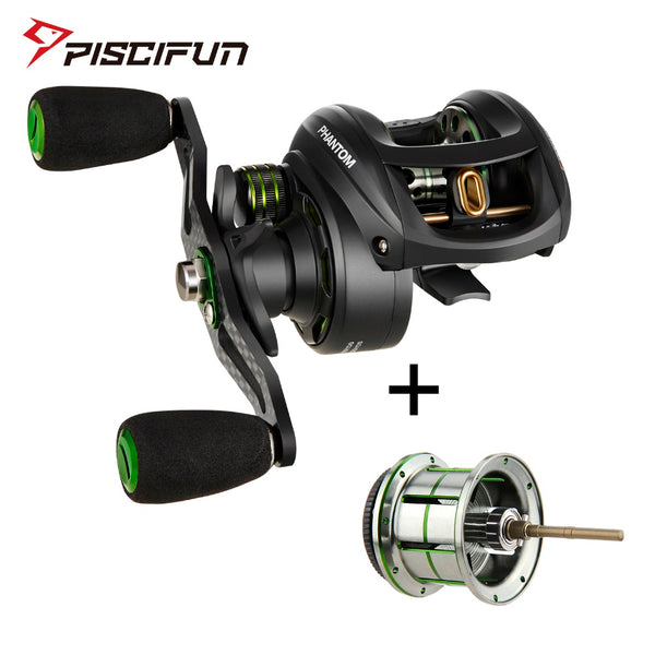 Piscifun Phantom Baitcasting reel + Shallow Spool 7.0:1 Gear Ratio 7.7kg Max Drag 7 Bearings 162g Carbon Fiber Fishing Reel