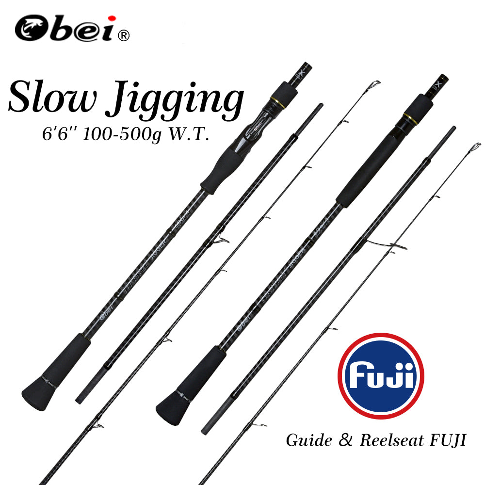 OBEI Slow Jigging Sea Fishing Rod Power Boat 1.98m Casting Weight 100-500g Spinning Baitcast 3 Section Portable Travel Rod