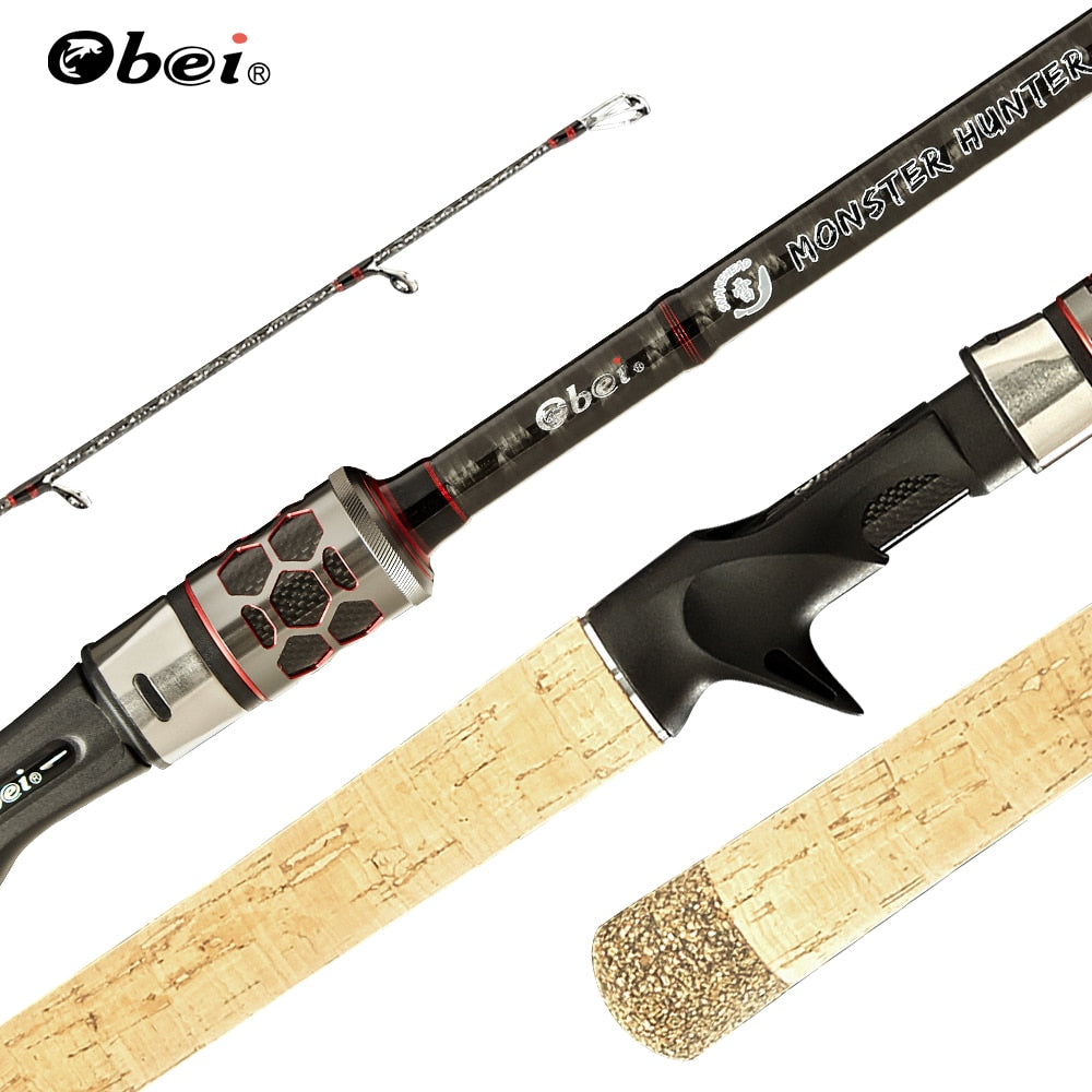 obei monster hunter spinning casting fishing rod catfish snakehead super hard 2.38m lure weight 20-80g 3 section travel rod